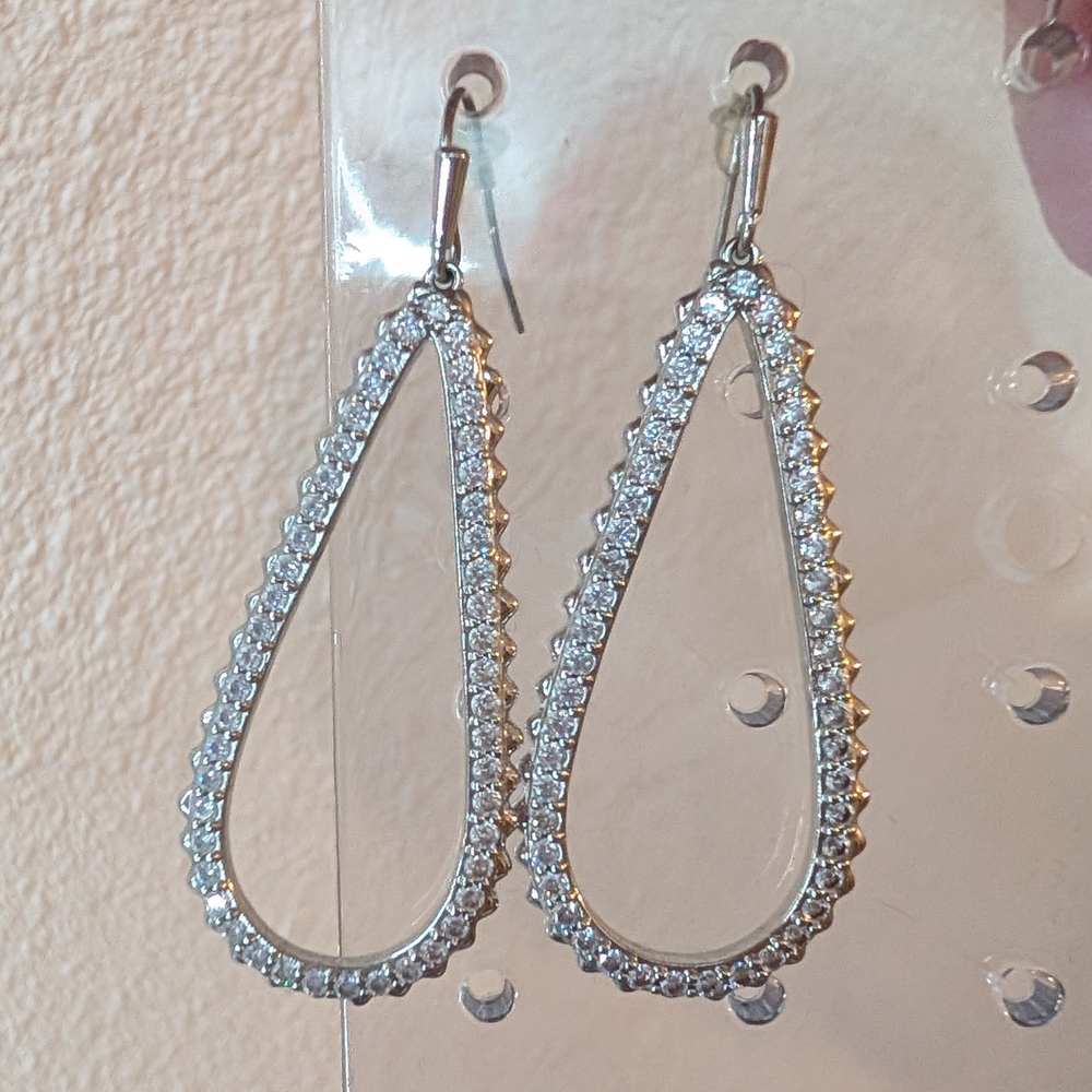 Kendra Scott Silver Crystal Teardrop Earrings